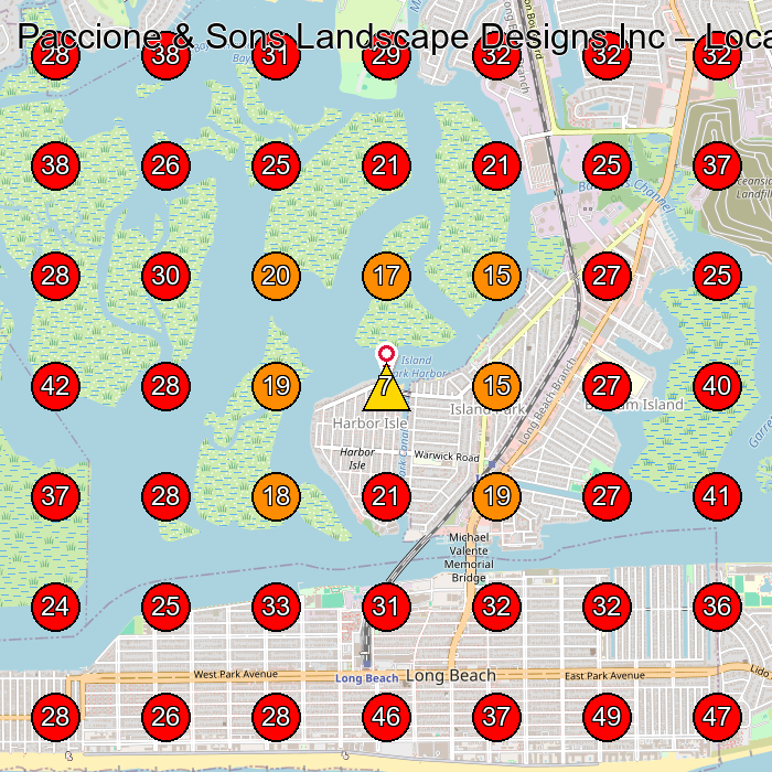 Paccione & Sons Landscape Designs Inc GeoGrid visibility map for Landscape Designer in Inwood